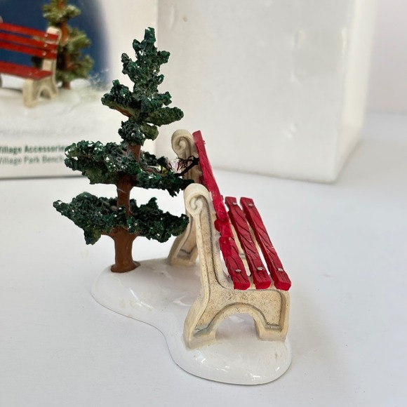 Dept 56 Village Accessories Park Bench Tree #52851 Snow Christmas Village - Picture 4 of 9